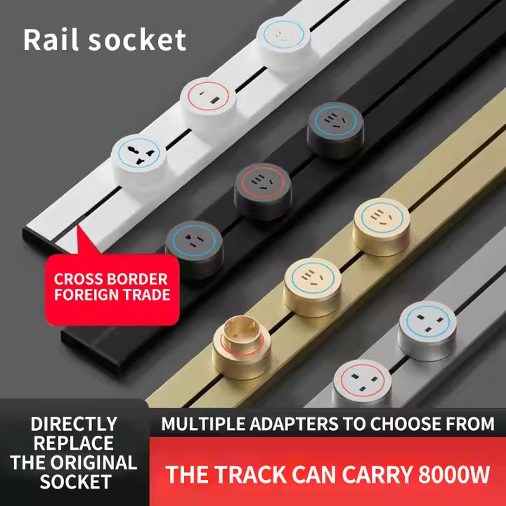 Removable Modular Power Rail Plug System Desktop Electrical Socket Panel Recessed Track Wall Track Socket