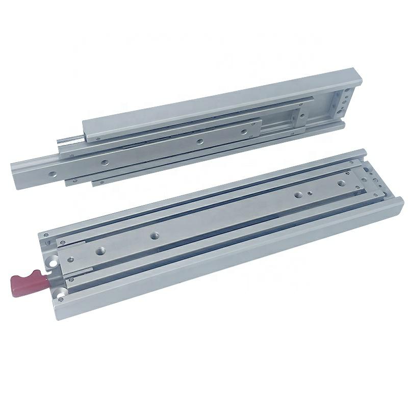 HA90 Extra Wide Heavy Duty Slide Aluminum Alloy 3-Section Track Side Mounted Industrial Telescopic System Bottom Slide Rail