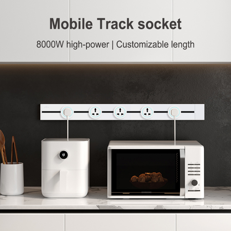 2025 32A Popular Waterproof Dustproof Wall-Mounted Rail Socket Plastic Furniture Kitchen Track with 2 USB a Output Ports