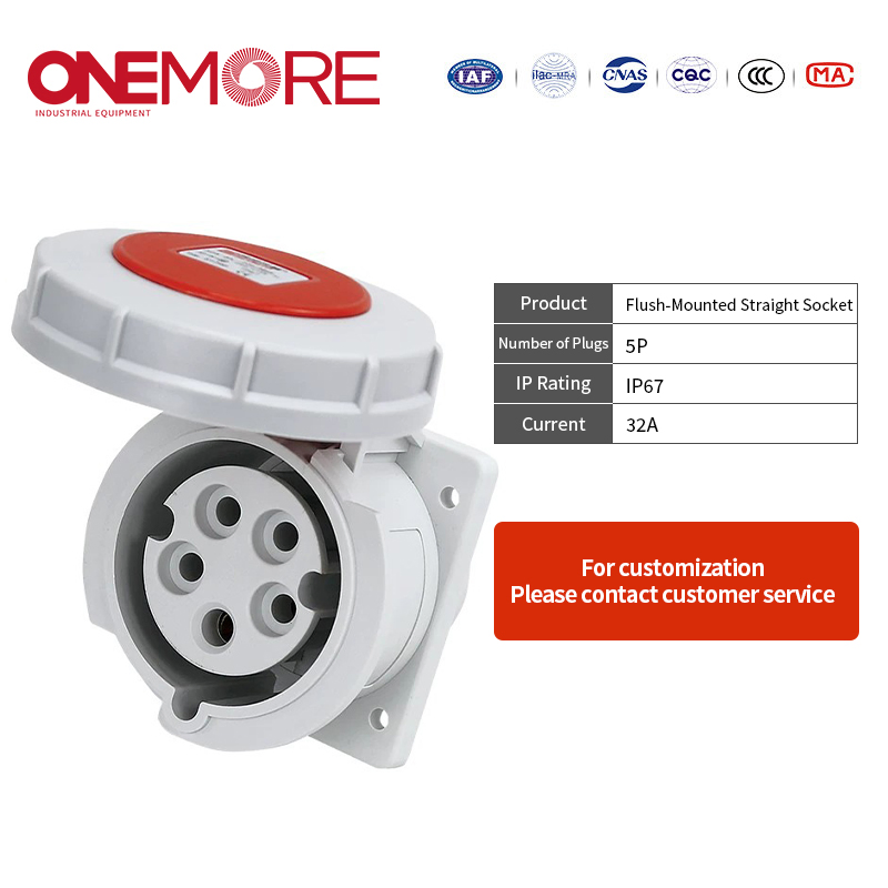 Reliable Flush-Mounted Straight Socket for Wall-Mounted Power Solutions