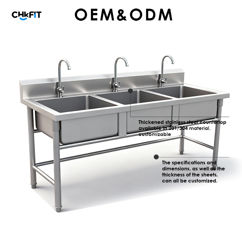 CFT Stainless Steel NSF Certified Single Sink Work Table Splashback Storage Cabinet 3-Year Warranty for Commercial Kitchen