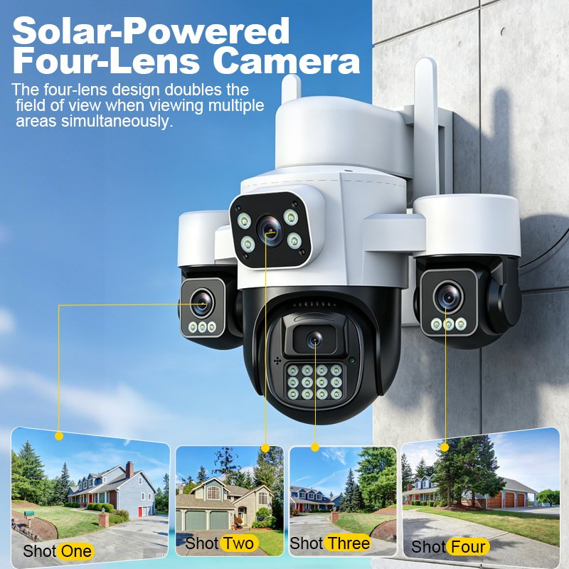 4-Channel Low-Power Solar-Powered 4G Pan-Tilt Rotating CCTV Camera