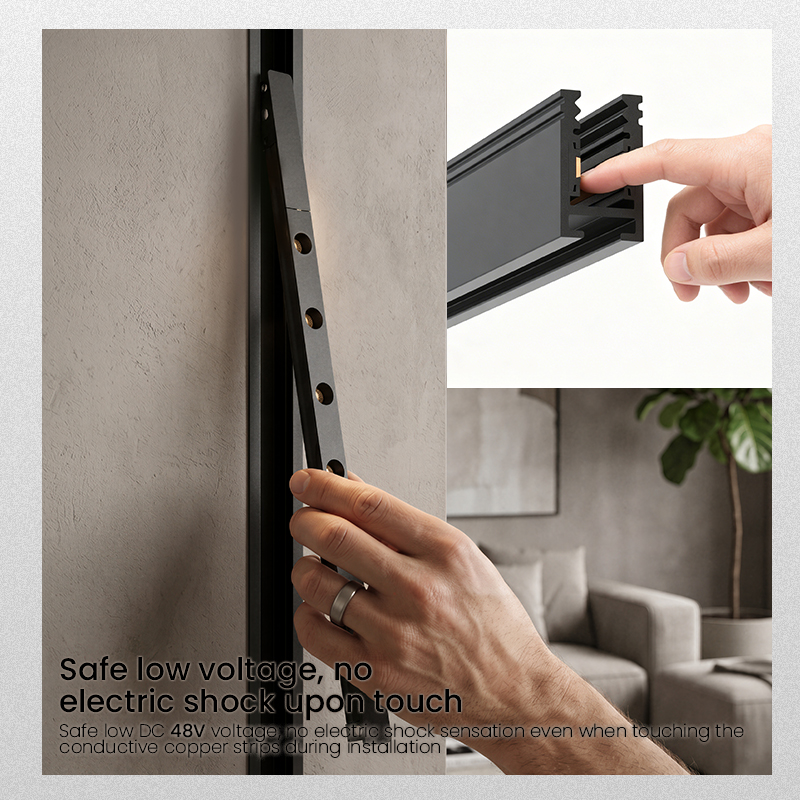 DC48V Linear Spotlight Ceiling Surface Recessed Hanging 11MM Magnet Track Light Magnetic Track Light System LED Track Light Rail