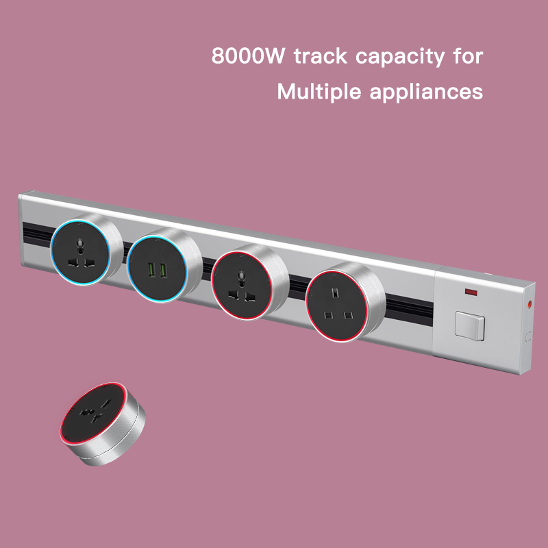 BW Desk Wall Mounted Modular Sliding Power Track Rail Electric Smart Power Track System With Wireless Charger