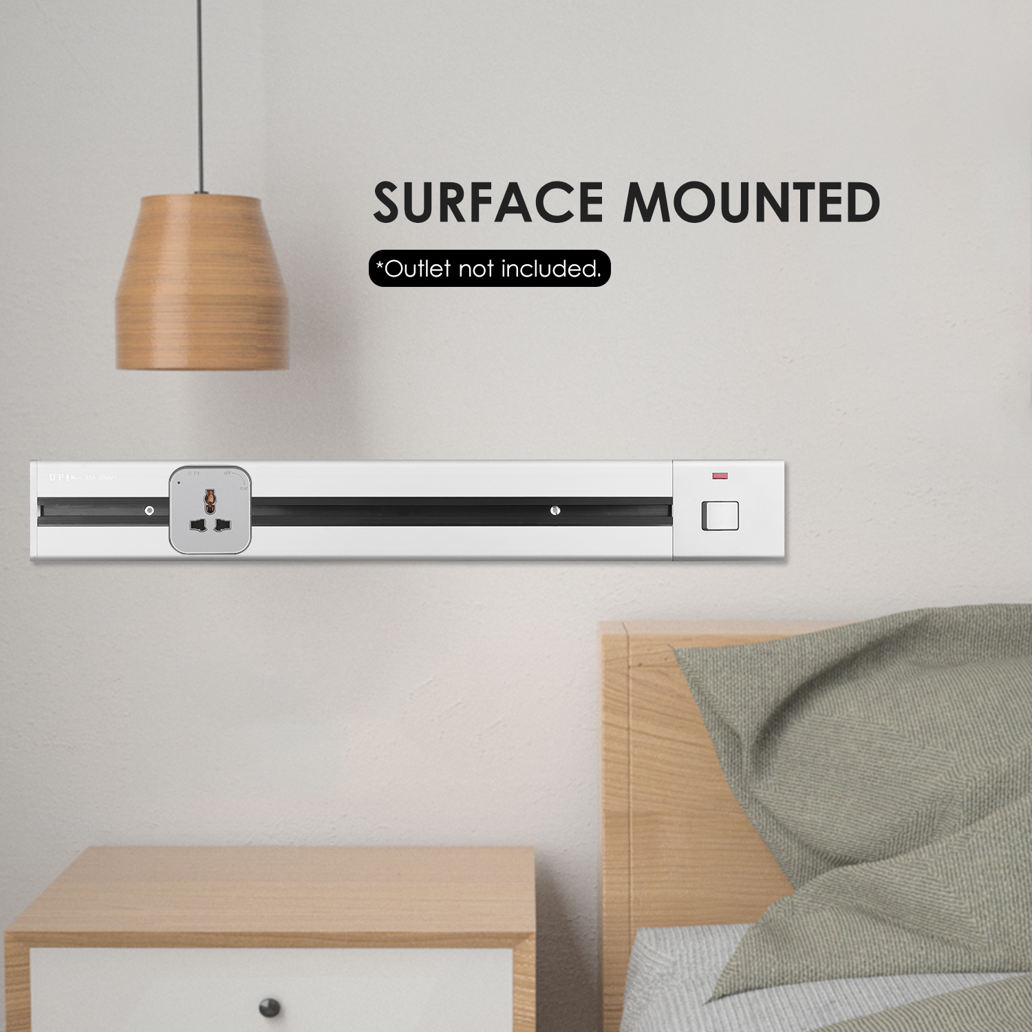 Electrical Outlet Track Surface Mounted Power Outlet Track 60cm Aluminum Alloy Kitchen Sockets Track Wall Outlet Extension Slidi