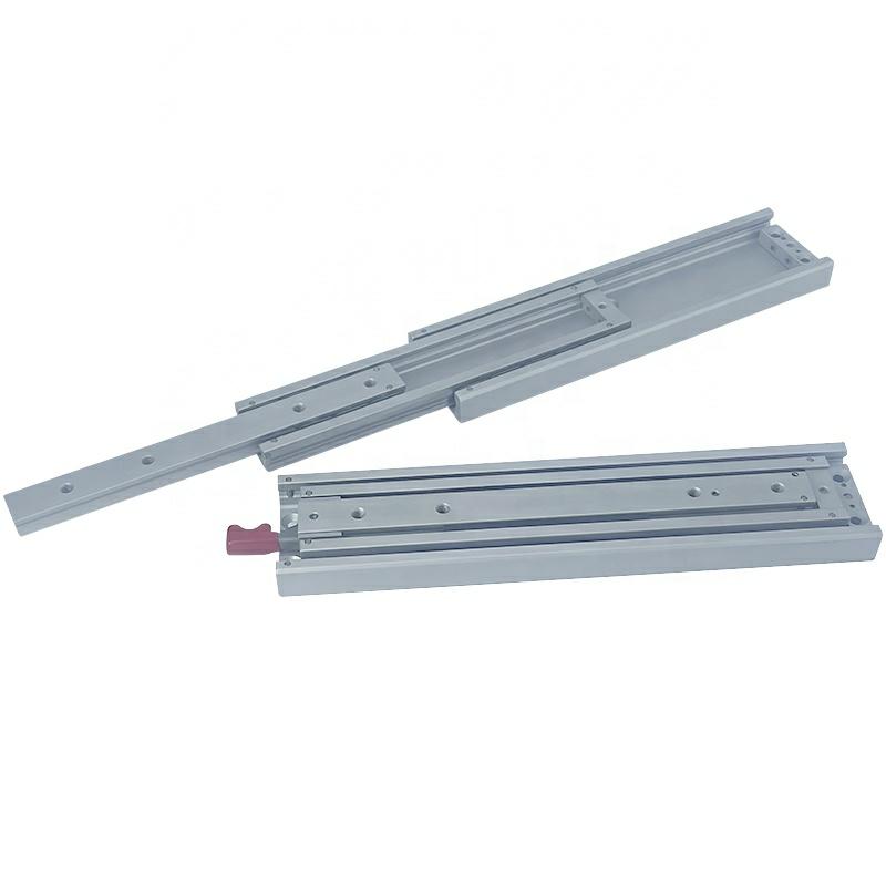 HA90 Extra Wide Heavy Duty Slide Aluminum Alloy 3-Section Track Side Mounted Industrial Telescopic System Bottom Slide Rail