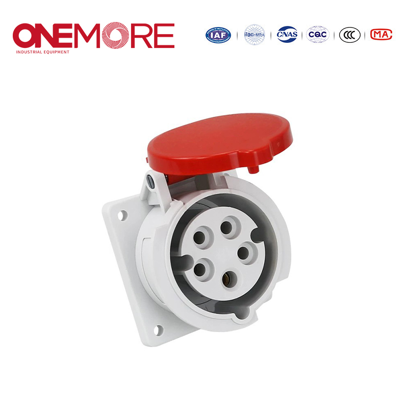 Industrial Power Socket Flush-Mounted Straight Socket with CE Certification