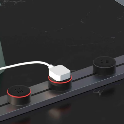 Aluminum Wall Track Socket Embedded Movable Modular Power Rail System Desktop Electrical Track Socket Outlet Panel with USB