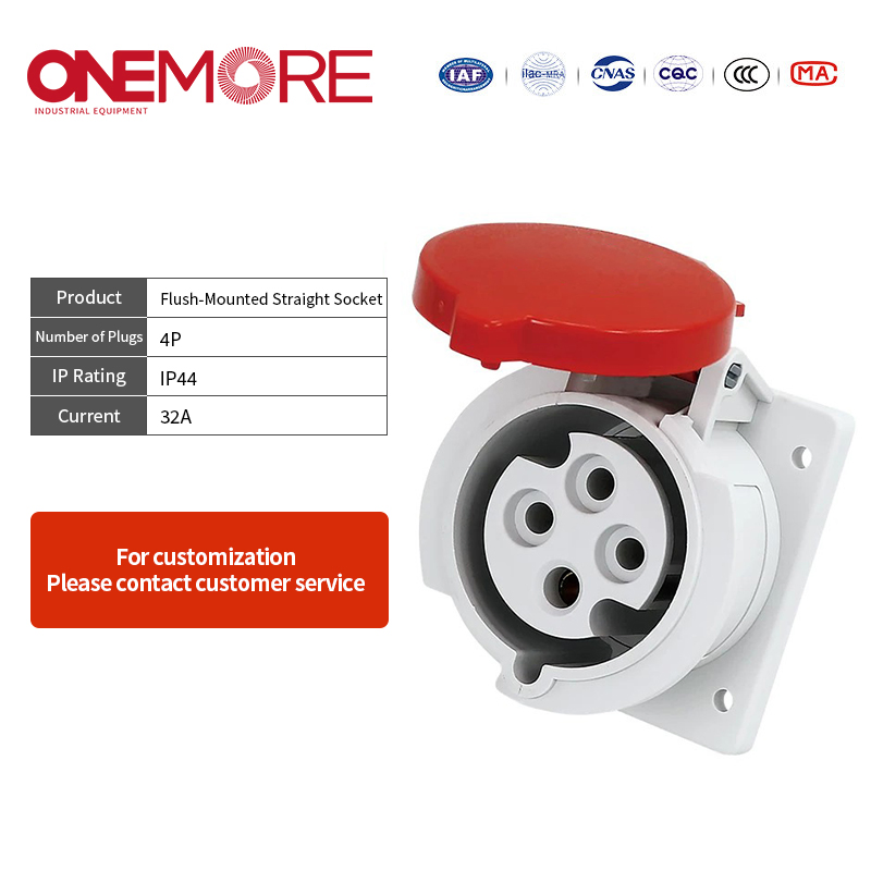 Industrial Power Socket - CE En 60309-1 Compliant Flush-Mounted Design