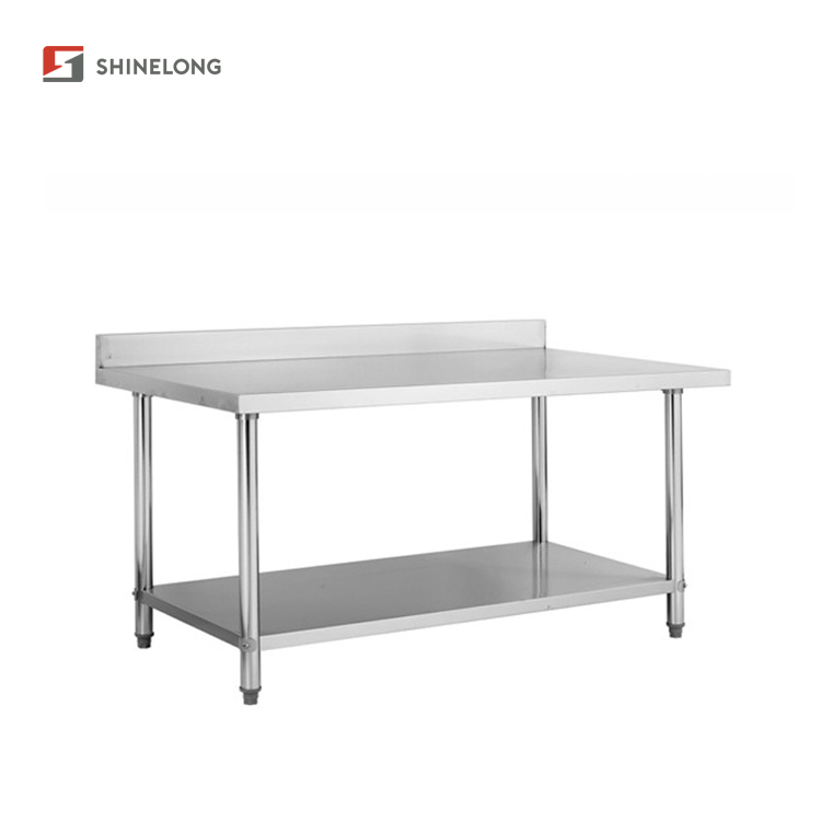 S003 Stainless Steel Working Tables Commercial Kitchen With Splashback