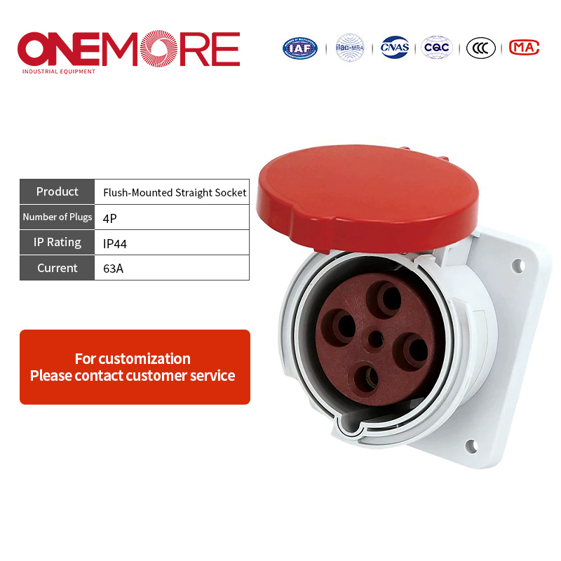 Industrial Power Socket - CE En 60309-1 Compliant Flush-Mounted Design