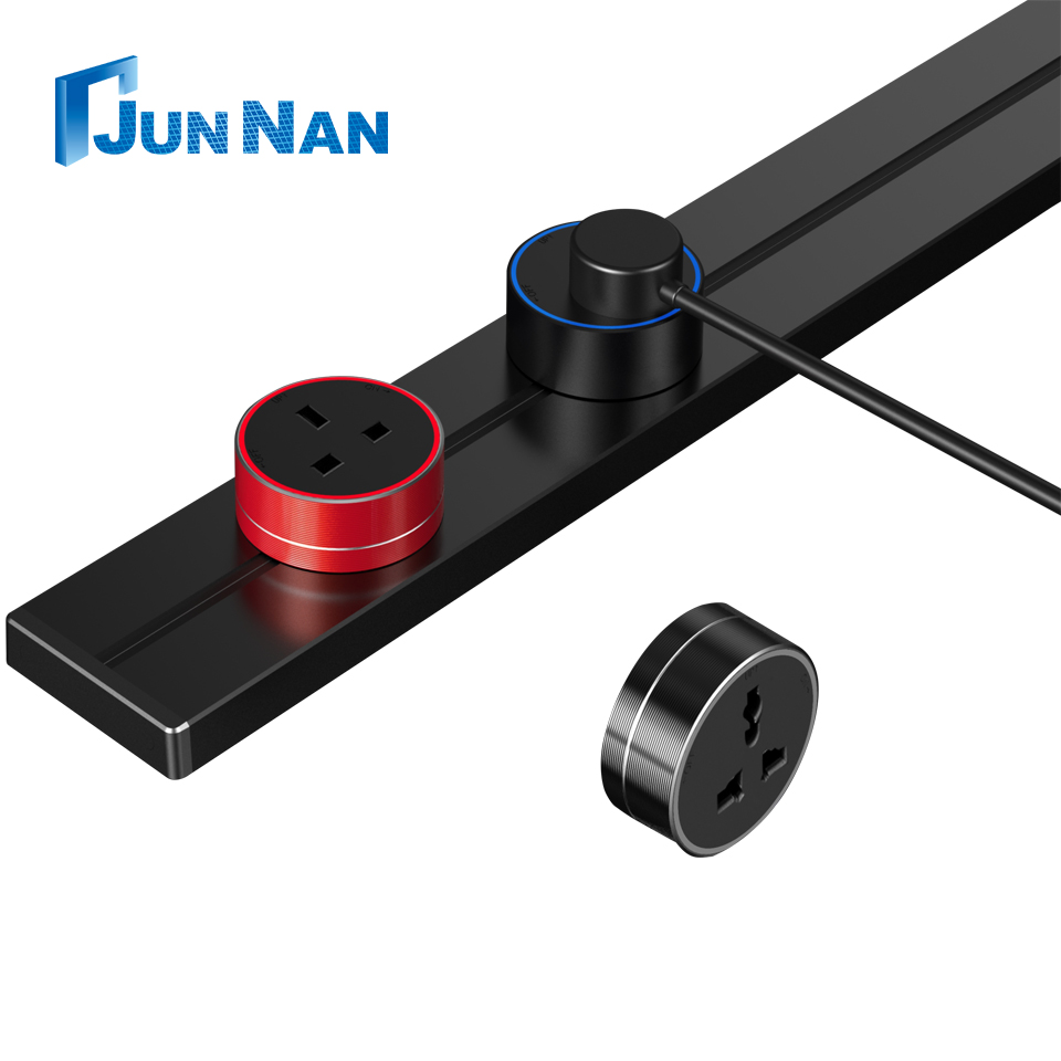 New Home Office Wall Movable Aluminum Alloy Track Socket Power Track System Electric Socket Outlet Universal Adjustable