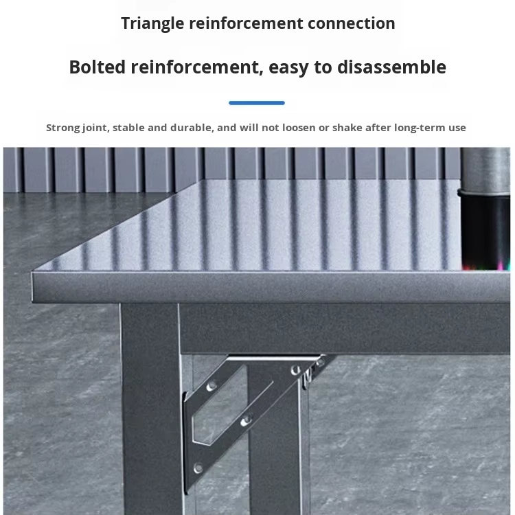 304 Stainless Steel Four-wheel Kitchen Workbench Splash Proof Electrical Outlets Polished Surface Eco-friendly 100kg Load