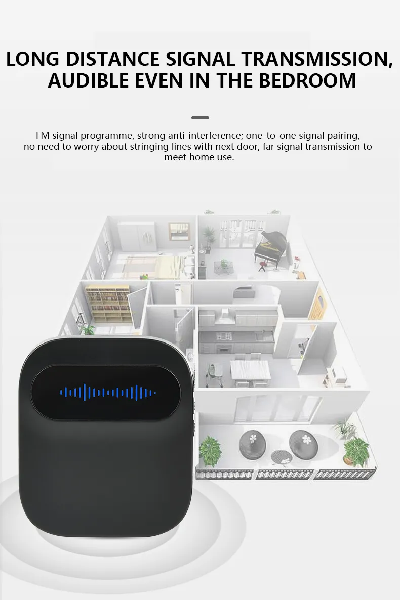 IP68 Waterproof EU UK Us Plug 38 Music Tracks Outdoor Wireless Doorbell