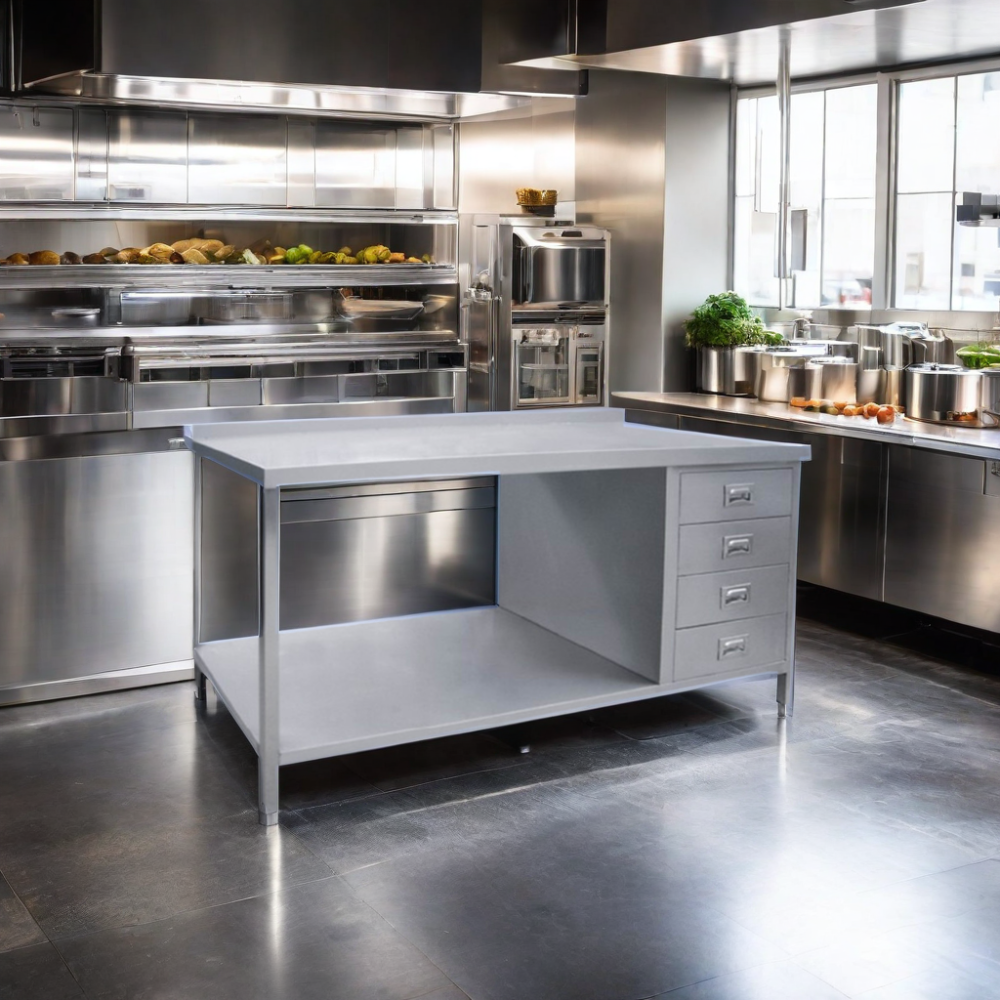 New Commercial Industrial Electric/Gas Range Cooking Equipment Hotel Restaurant Supplies-Work Bench Drawer Splash Back Shelf