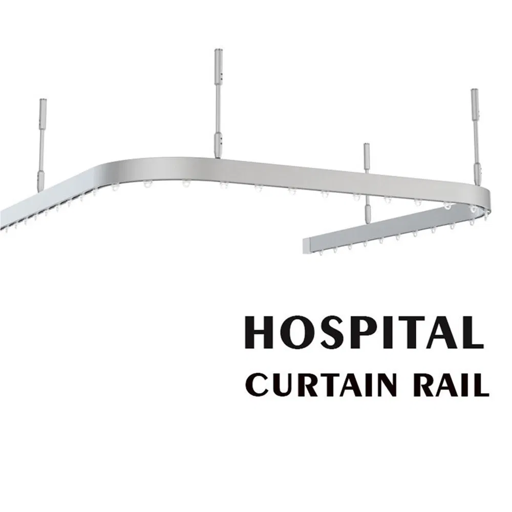 Aluminum Hospital Curtain Profile Rail Hardware Part Ceiling Mount Bendable Track