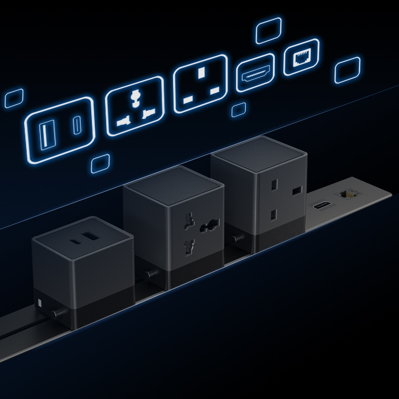 Office Desk Power Rail Track System Electric Socket Outlet, Electrical Power Track Socket