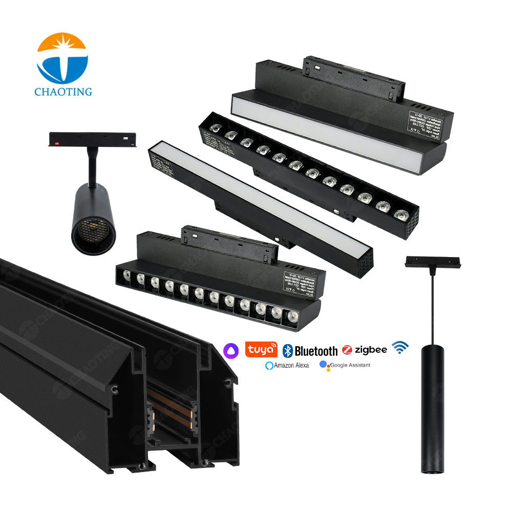 Modern Ceiling 220V 48V Recessed Suspend Embedded LED Track Light System Stretch Ceiling Lamp Lighting Magnetic Track Light Rail