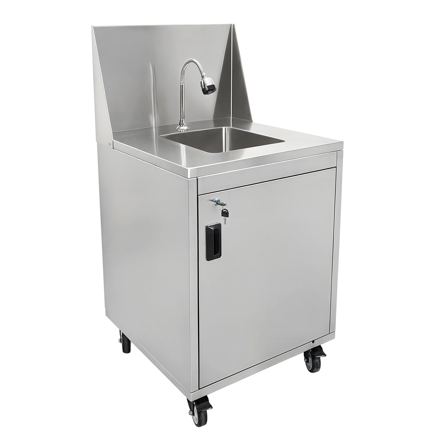 Commercial Kitchen Equipment Stainless Steel Mobile Sink Station with Splashguard Backsplash for Outdoor Catering Events