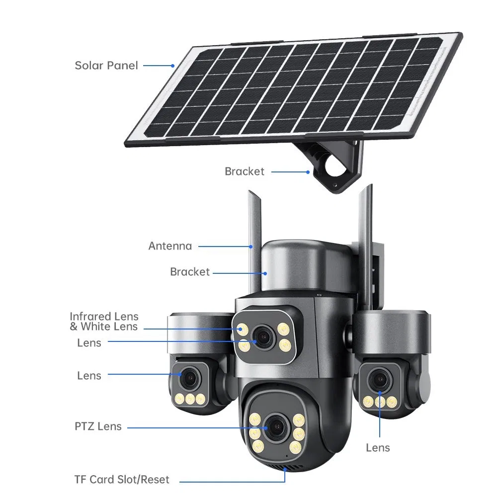 16MP Solar 4G Security Camera with Three Lens &amp; 24/7 Recording