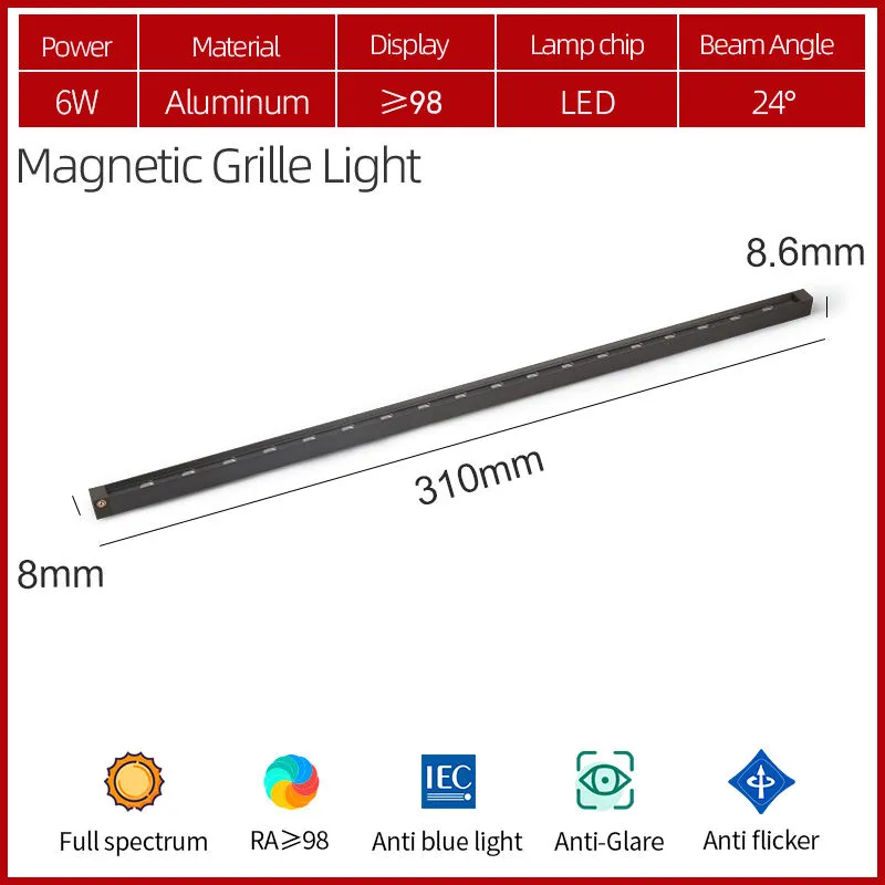 DC 12V Mini Magnetic LED Shelf Lighting LED Cabinet Track Light