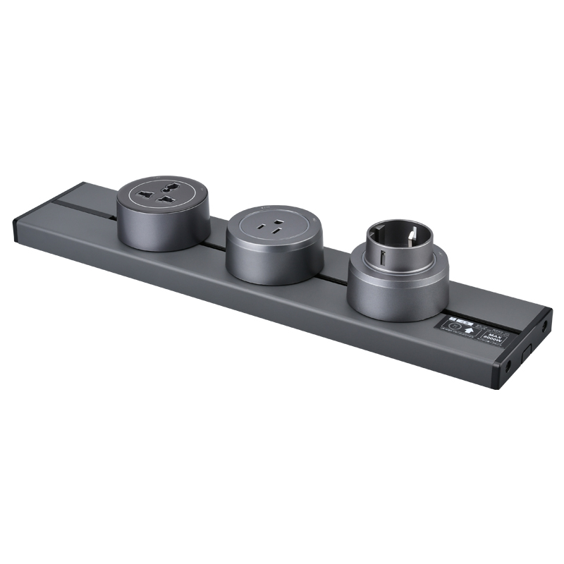 Aluminum Wall Track Socket Recessed Track EU Removable Modular Power Rail Plug System Desktop Power Socket