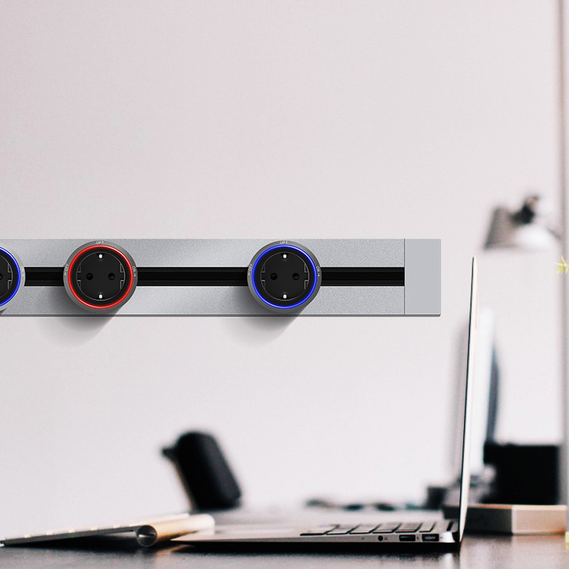 Multi-Functional Smart Office Desk Power Rail Track System Hidden Flexible Track Socket with UK/US Plug Standard Wall Socket
