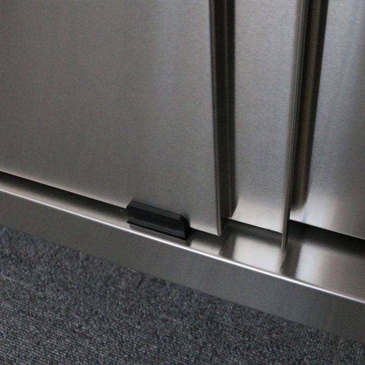 Kingbetter Sliding Doors Working Table Storage Cabinet with Splashback Kitchen Use Stainless Steel Silver High Productivity
