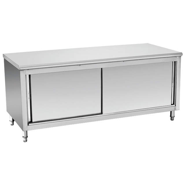 Professional Waterproof Commercial Kitchen Stainless Steel Cupboard Sliding Door With Back Splash Kitchen Cabinet