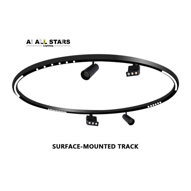 Indoor Lighting Ceiling 48V Embedded Surface Mounting Custom Arc-Shaped Track Light System Curved Magnetic Track Rail