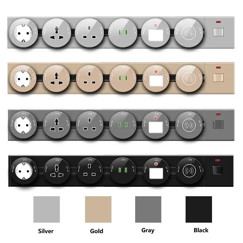 Popular Recessed Embedded Power Track Socket Rail Mounted Wall Socket with USB Type C Desktop Electric Socket