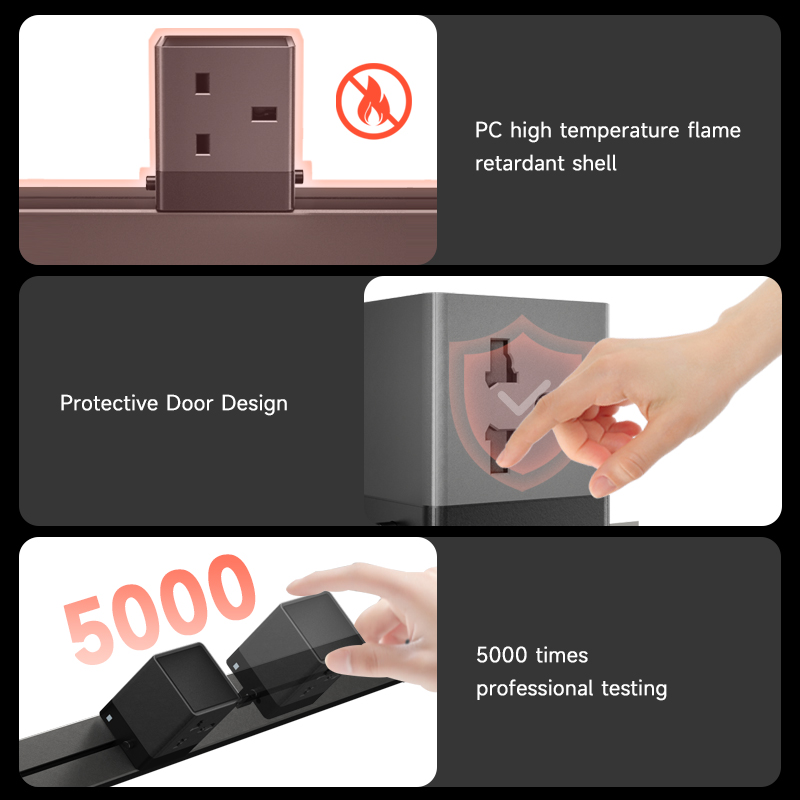 Office Desk Power Rail Track System Electric Socket Outlet, Electrical Power Track Socket