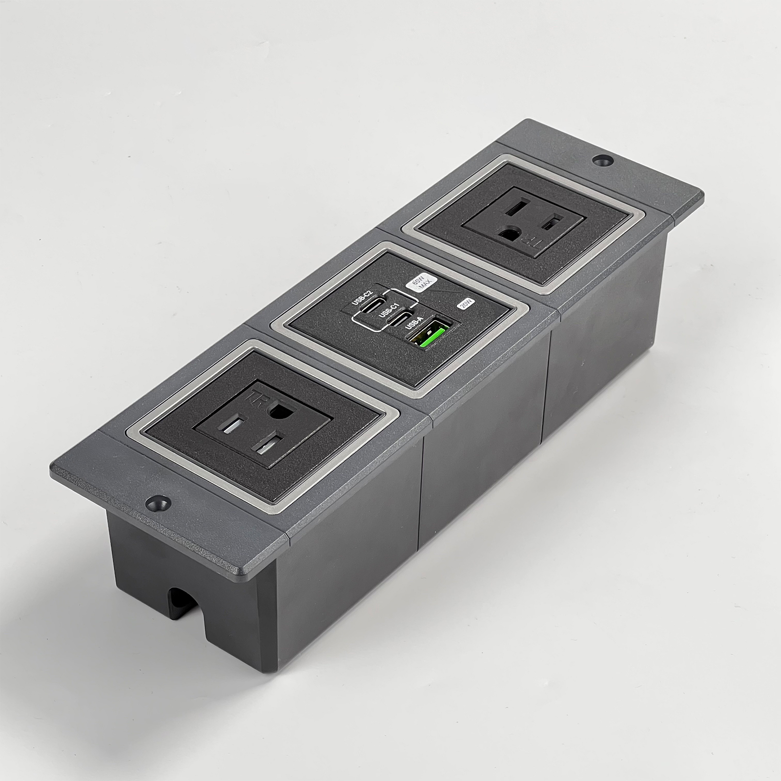 Office Sofa Cabinet Hidden Mounted Desk USB Socket For Furniture 20W PD 2 USB-C In Desk Recessed Power Strip