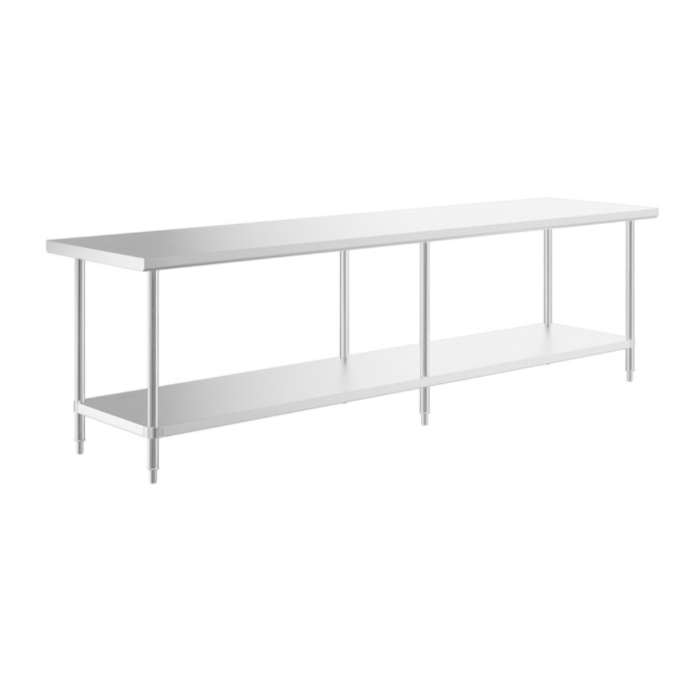 Customized American-Style Kitchen Worktable Stainless Steel Workbench with Square Leg Splashback Kitchen Equipment
