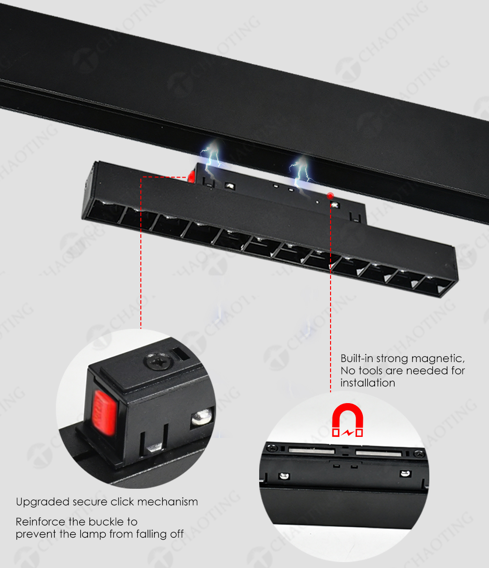 New Design 48V Dc Linear Magnet Rails Ceiling Strip Small Suspended Lighting TUYA Dimmable LED Magnetic Track Lights on a Magnet