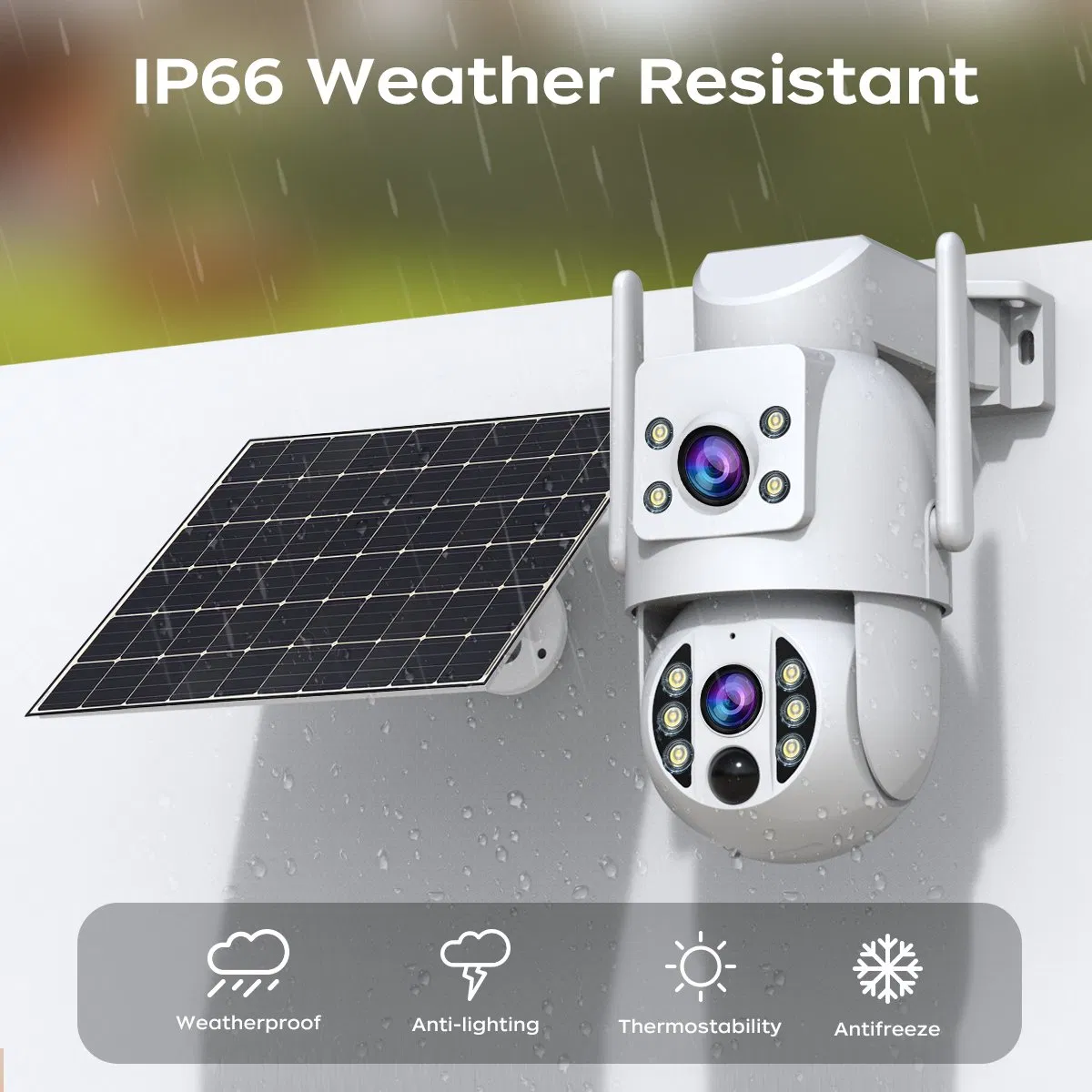 Advanced Outdoor Dual-Lens PTZ Security Camera with Solar Power
