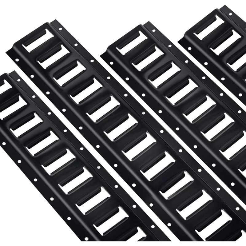 2' E Track Rail Tie-Down Kit Heavy Duty E Track Rails System Power Coated Steel for Securing Cargo