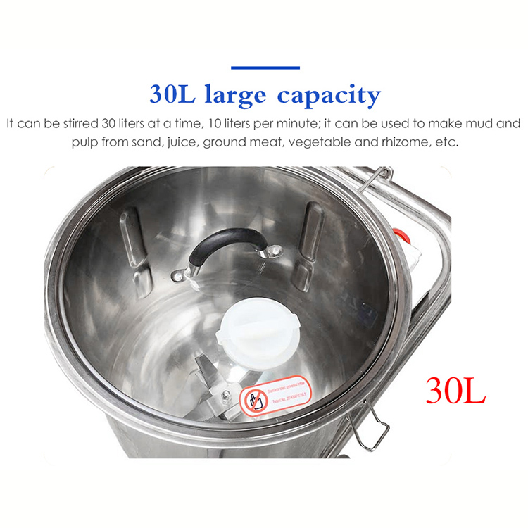 Commercial 30L 2200W Copper Motor Stainless Steel High-Speed Vertical Food Processor Splash Guard for Ice Vegetable Blender
