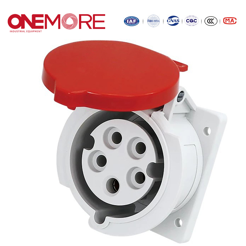 Industrial Power Socket Flush-Mounted Straight Socket with CE Certification
