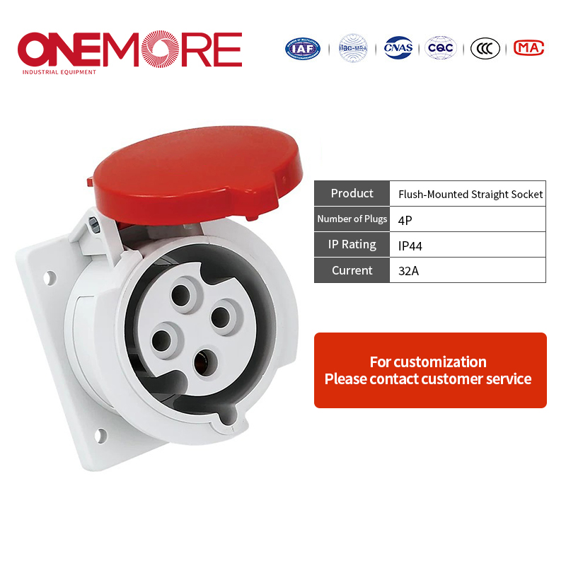 Industrial Power Socket - CE En 60309-1 Compliant Flush-Mounted Design