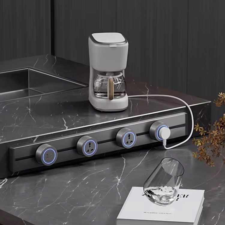 Multi Functional Smart Office Kitchen Desk Power Rail Track System Electric Outlet