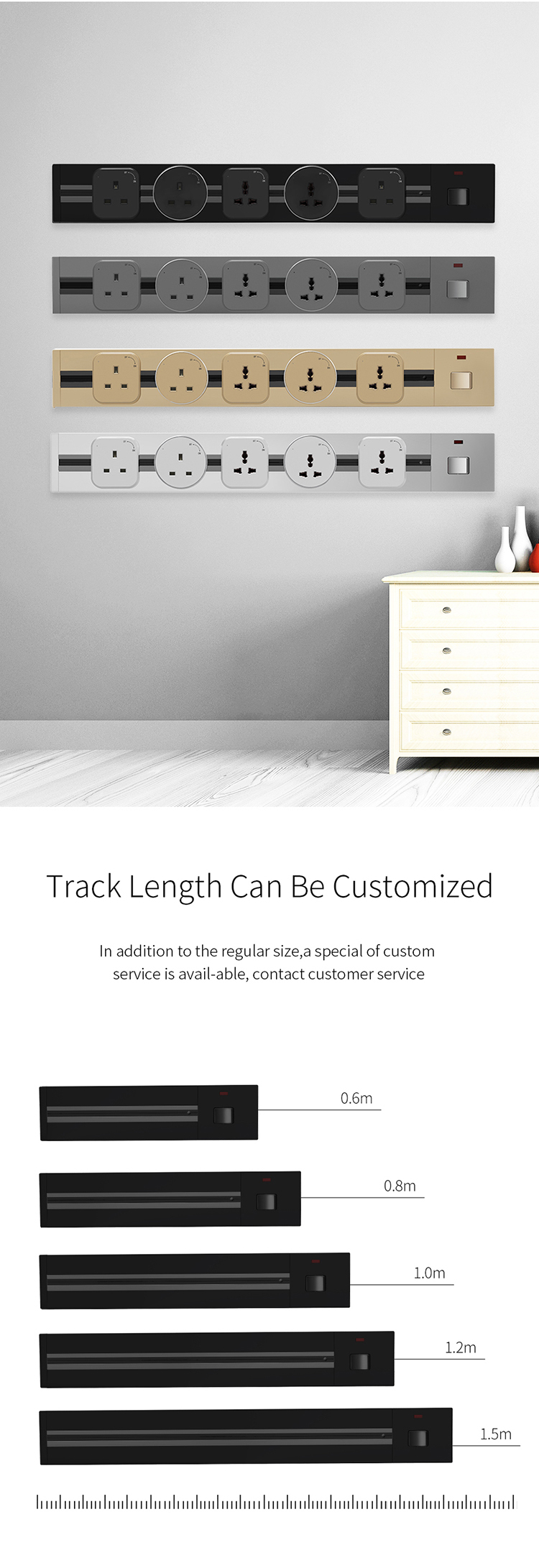 Office Desk Power Rail Track System Electric Socket Outlet