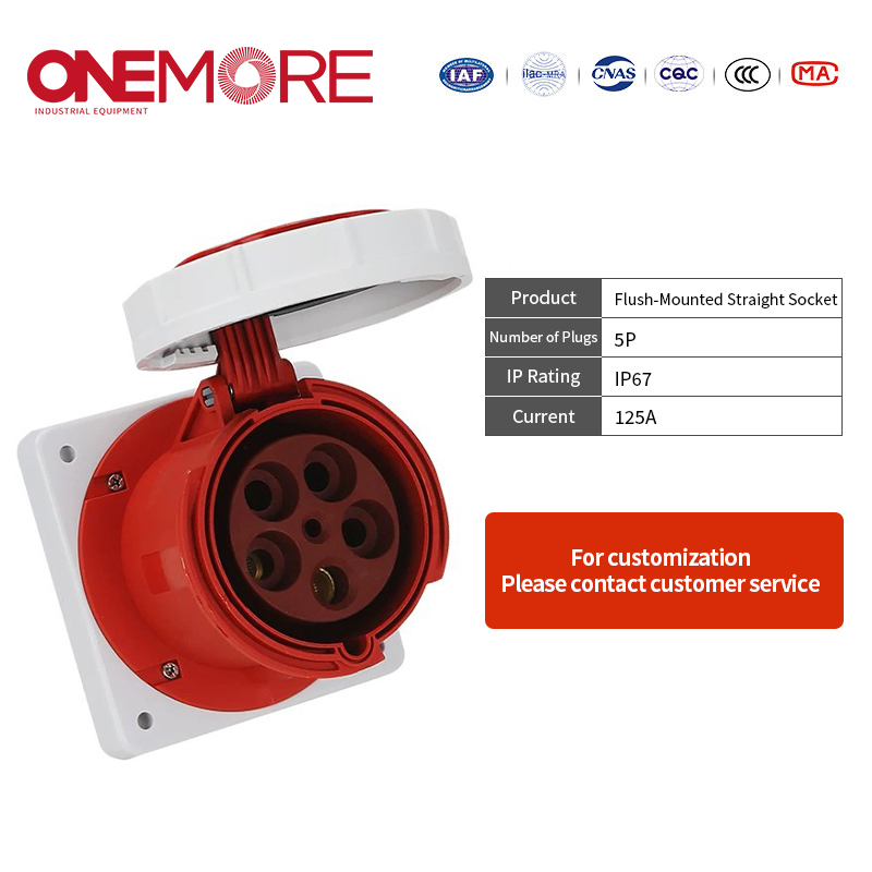 Reliable Flush-Mounted Straight Socket for Wall-Mounted Power Solutions