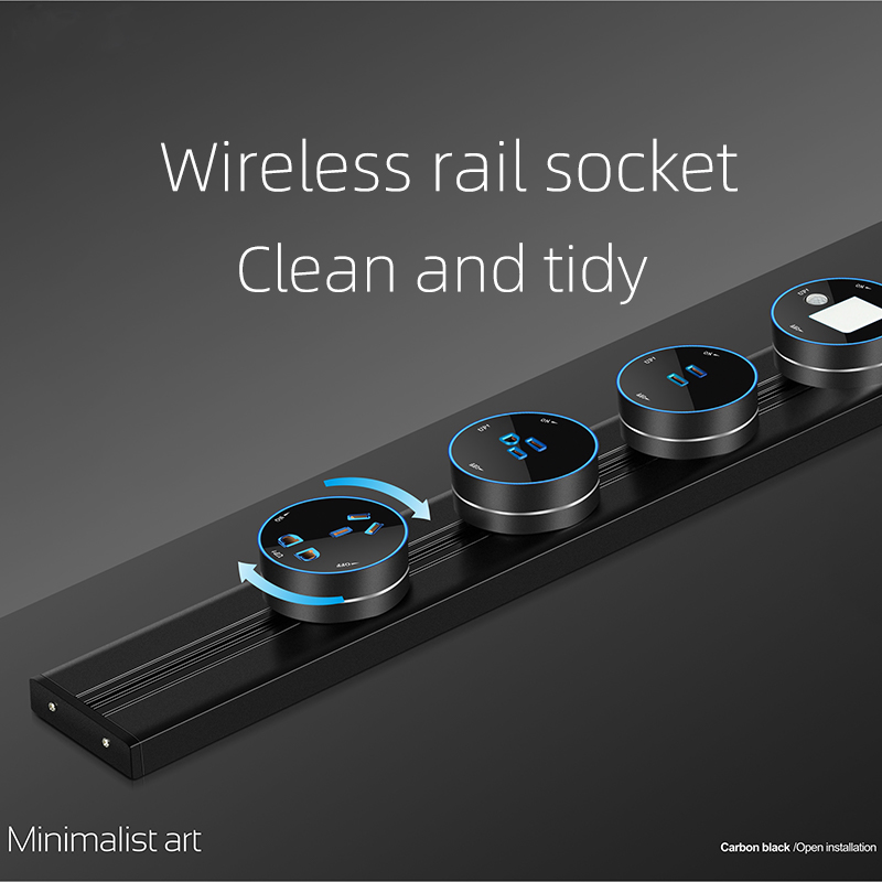 Wall Mounted Electrical Track Rail Hidden Kitchen Adapter Mobile Embedded Desk Power Sockets
