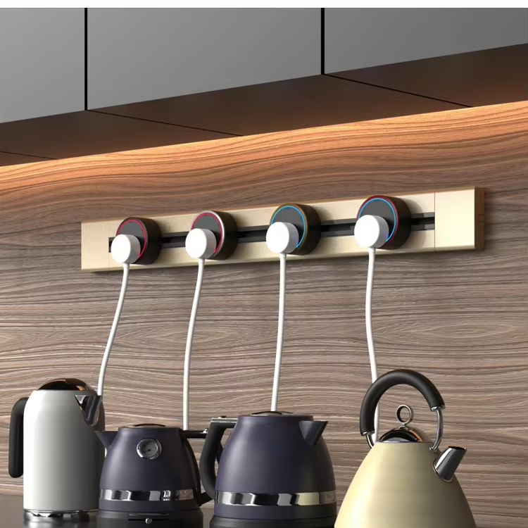 Universal Home Office Desk Power Track System Removable Embedded USB Adapter Electrical Rail Power Wall Track Socket