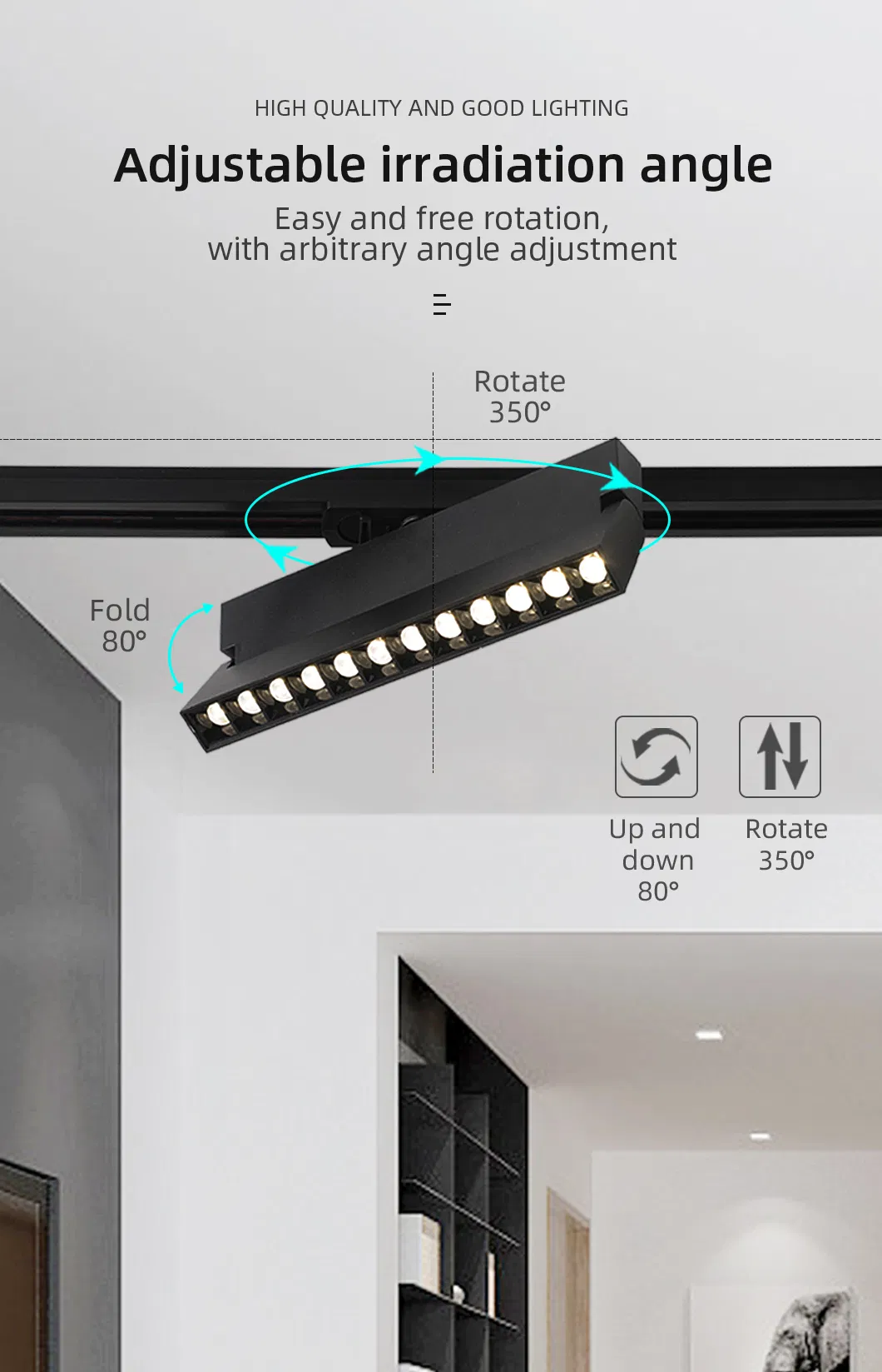 Modern Foldable Recessed Mounted Aluminum Grille Light Track Lighting