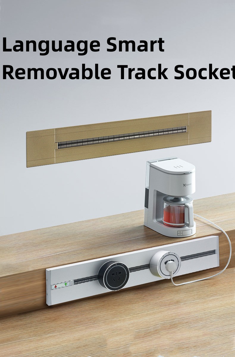 Track Socket Dark and Bright Installation Row Plug Mobile Power Rail Socket Kitchen Office Meeting Embedded Desktop Socket