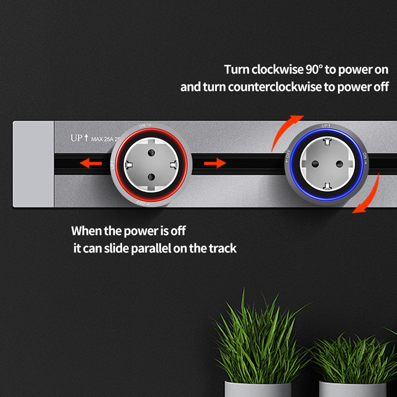 Multi-Functional Smart Office Desk Power Rail Track System Hidden Flexible Track Socket with UK/US Plug Standard Wall Socket