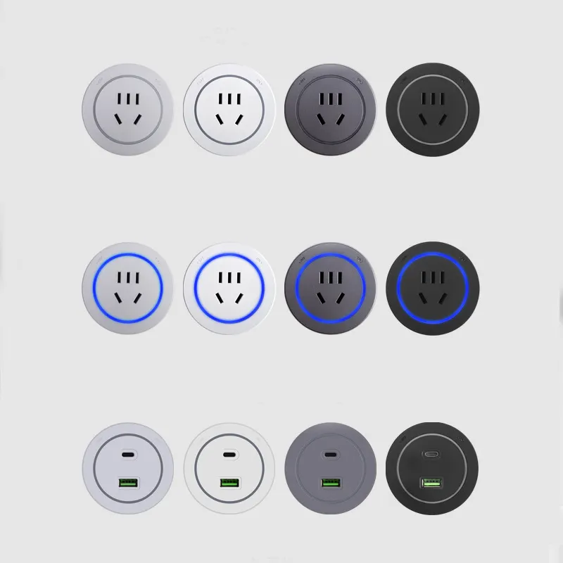New Aluminum Wall Power Track Embedded/open Installation Power Track System Office Kitchen Use Power Track Socket