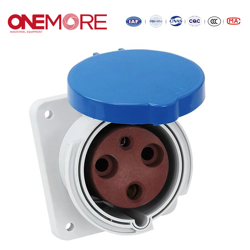 Durable Flush-Mounted Straight Socket for Industrial Power Applications